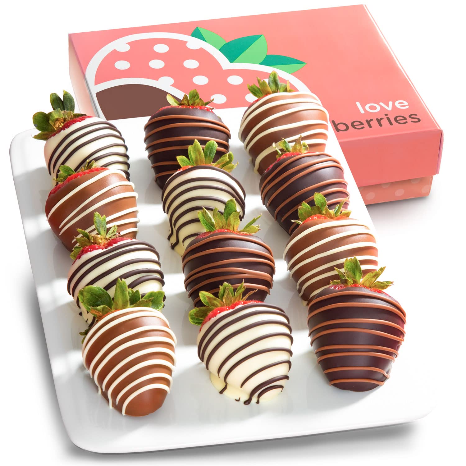 A Gift Inside close-up of milk chocolate covered strawberry highlighting smooth coating and creaminess