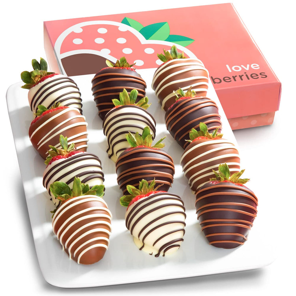 A Gift Inside close-up of milk chocolate covered strawberry highlighting smooth coating and creaminess