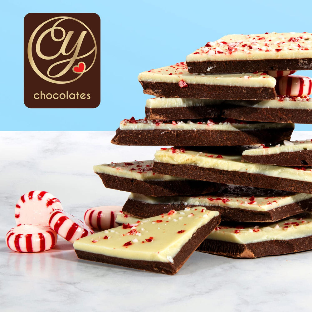 A Gift Inside peppermint bark on a serving platter ready for holiday sharing