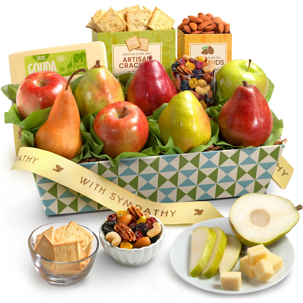 A Gift Inside front view of sympathy basket, comforting presentation benefit