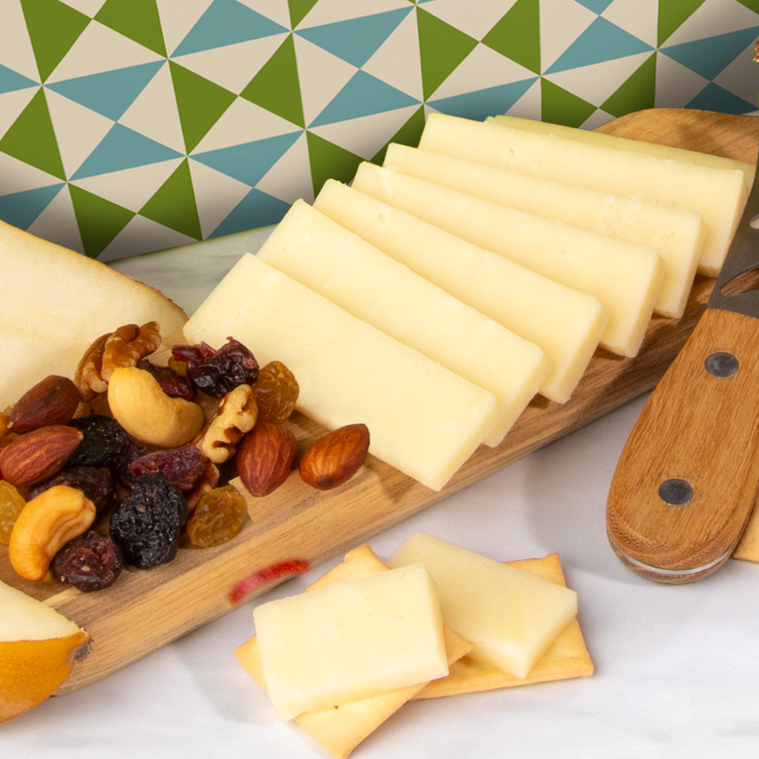 A Gift Inside close-up of natural cheddar, creamy texture perfect for pairing