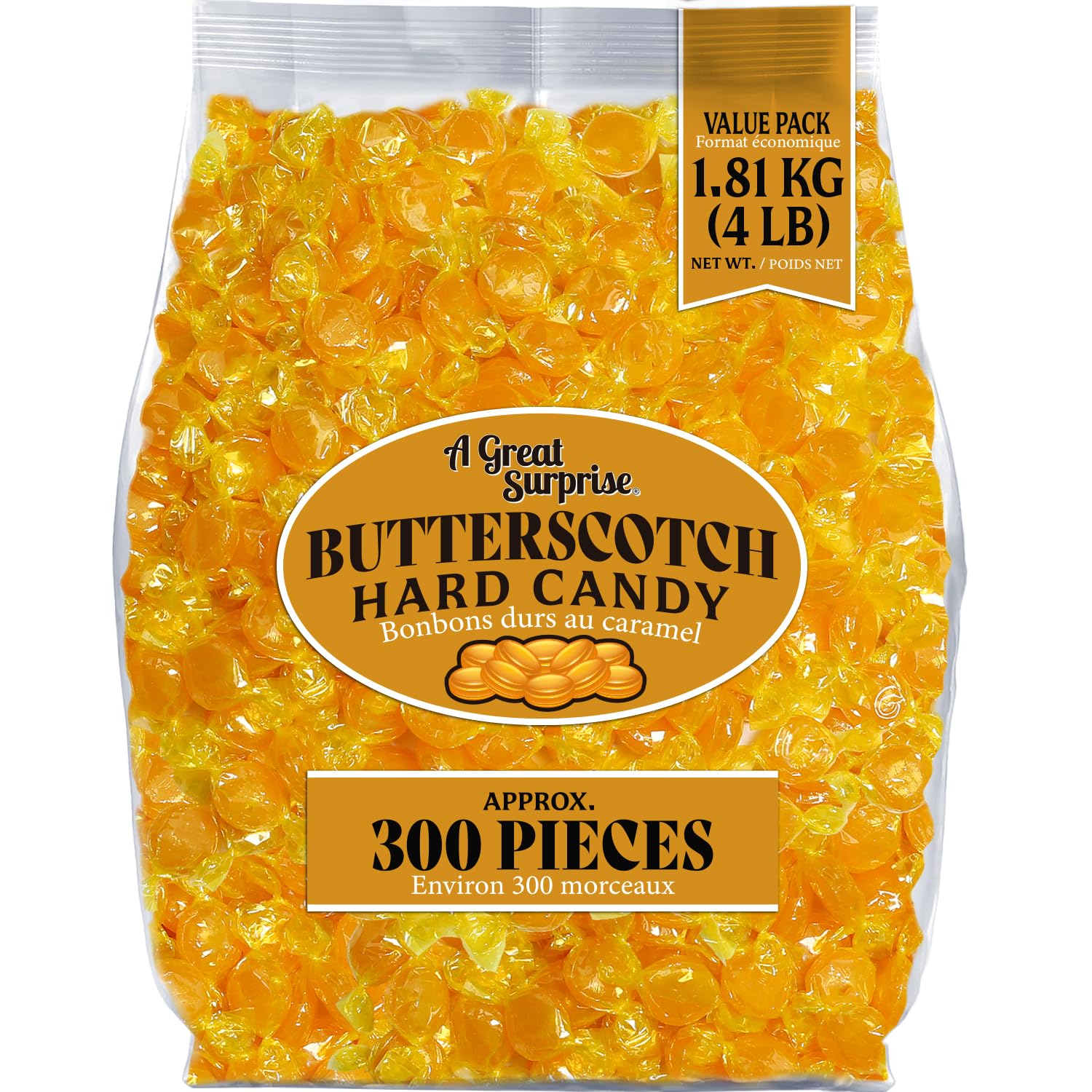 A Great Surprise front packaging showing brand and 4 lb bulk pack — convenient supply