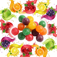A Great Surprise close-up of candy texture showing glossy fruit balls and tangy coating benefit