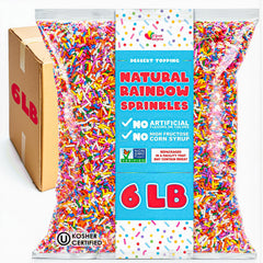 A Great Surprise front packaging showing 6-pound dye-free sprinkles and storage convenience