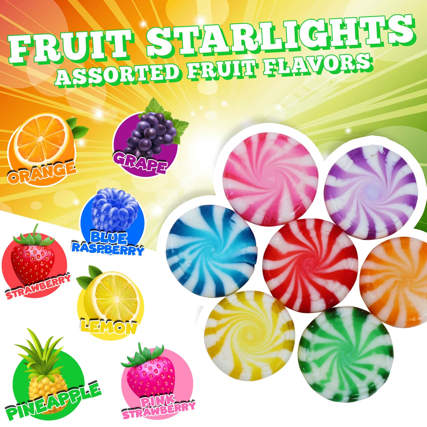 stack of A Great Surprise individually wrapped pinwheel candies showing hygienic single-serve convenience