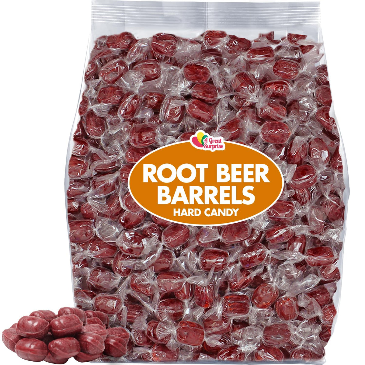 A Great Surprise root beer bag front view showing packaging and bulk quantity benefit