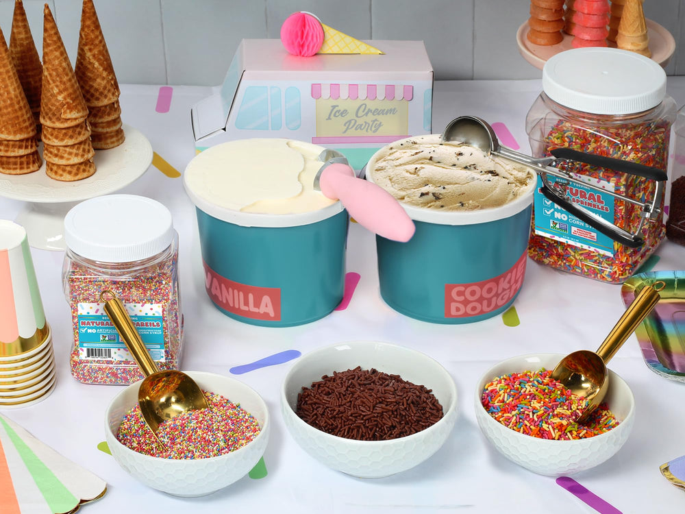 A Great Surprise handful next to a measuring cup showing bulk quantity and portioning ease