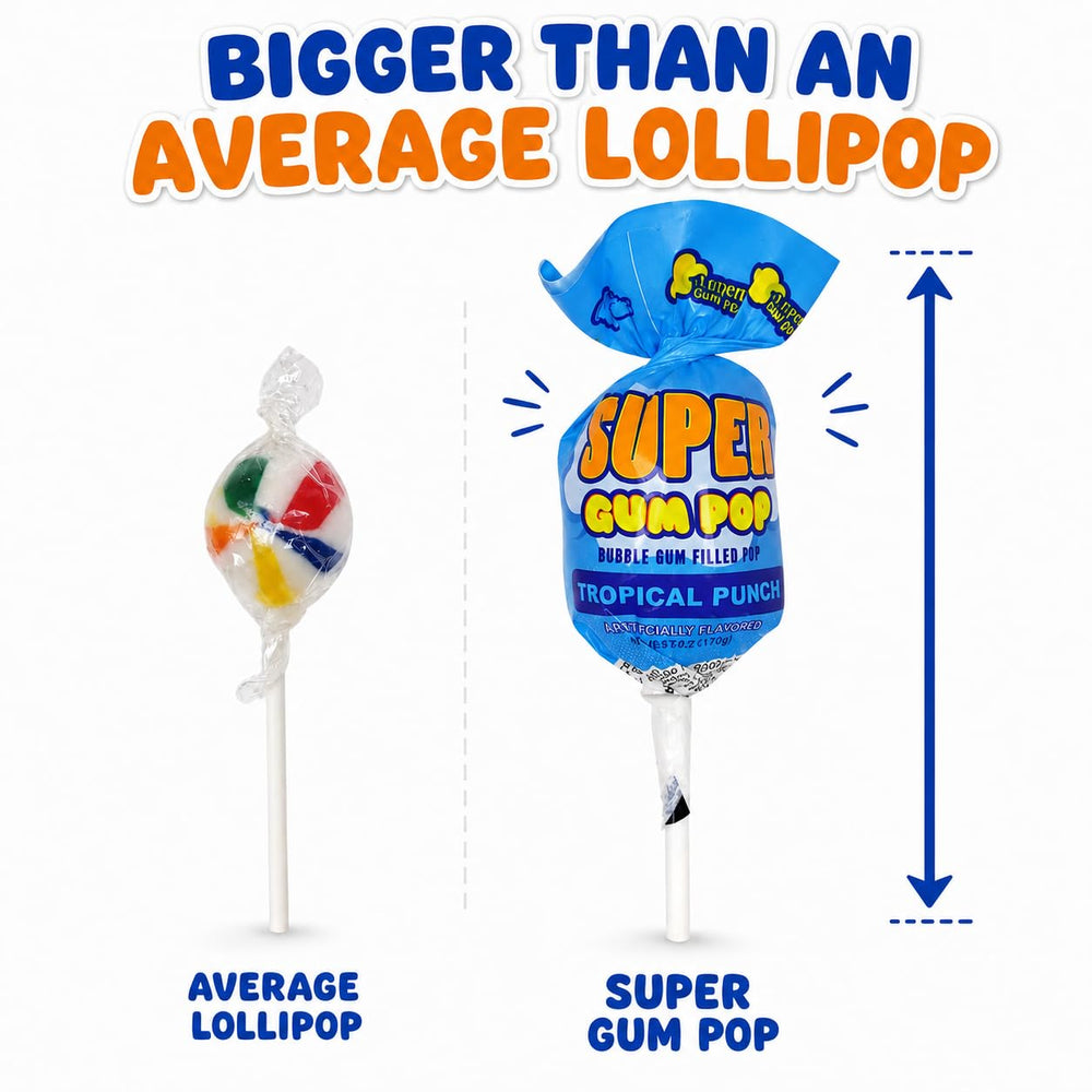 A Great Surprise lollipop held in hand showing large size for longer-lasting treat