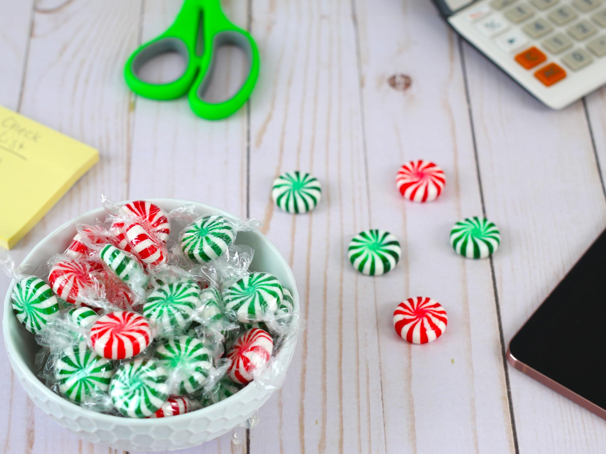Office candy dish filled with A Great Surprise Starlight Mints welcoming guests