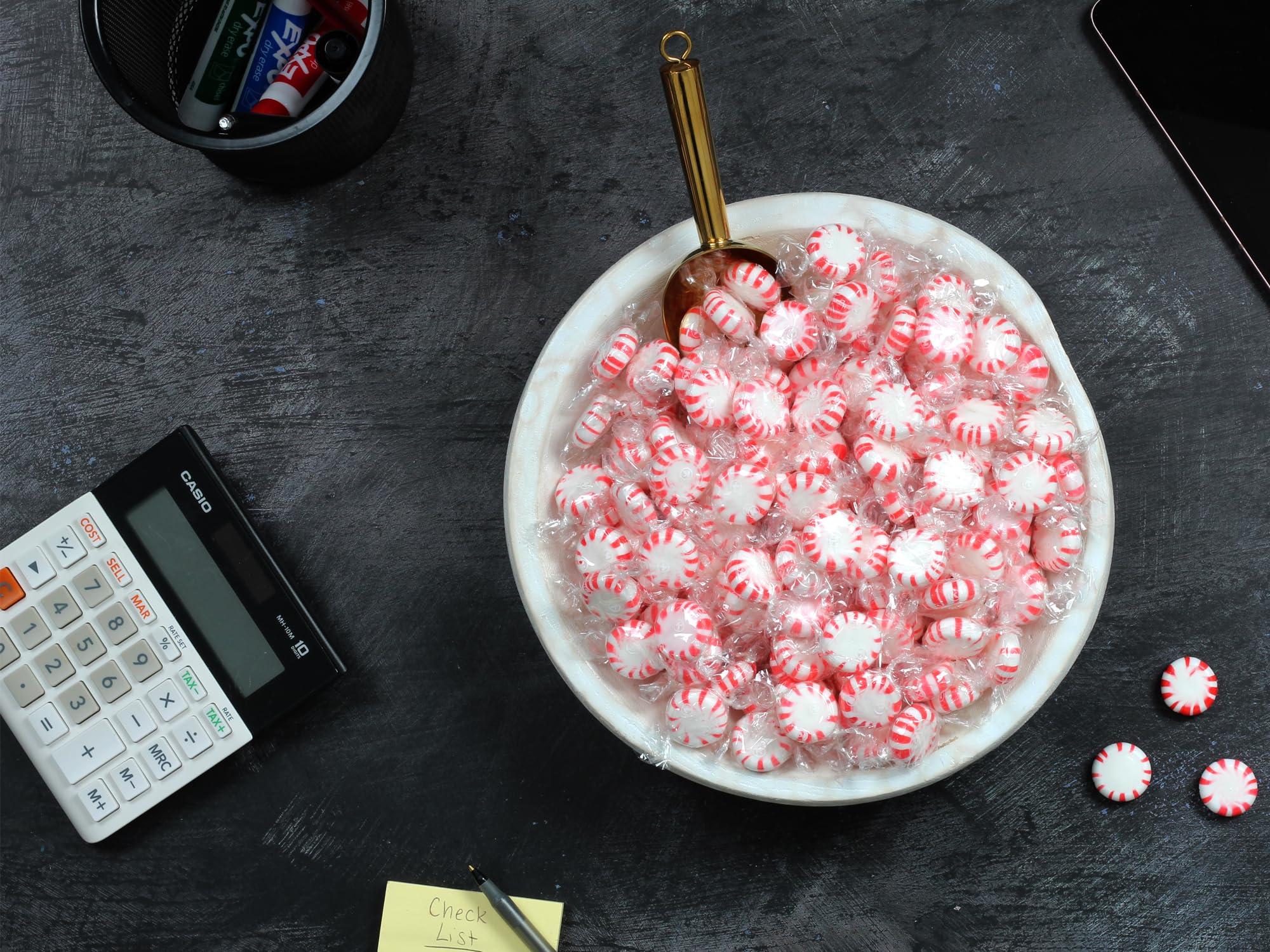 A Great Surprise mints beside a ruler showing size and quantity advantage
