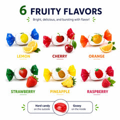 A Great Surprise assortment spread on a table showing six fruit flavors for variety