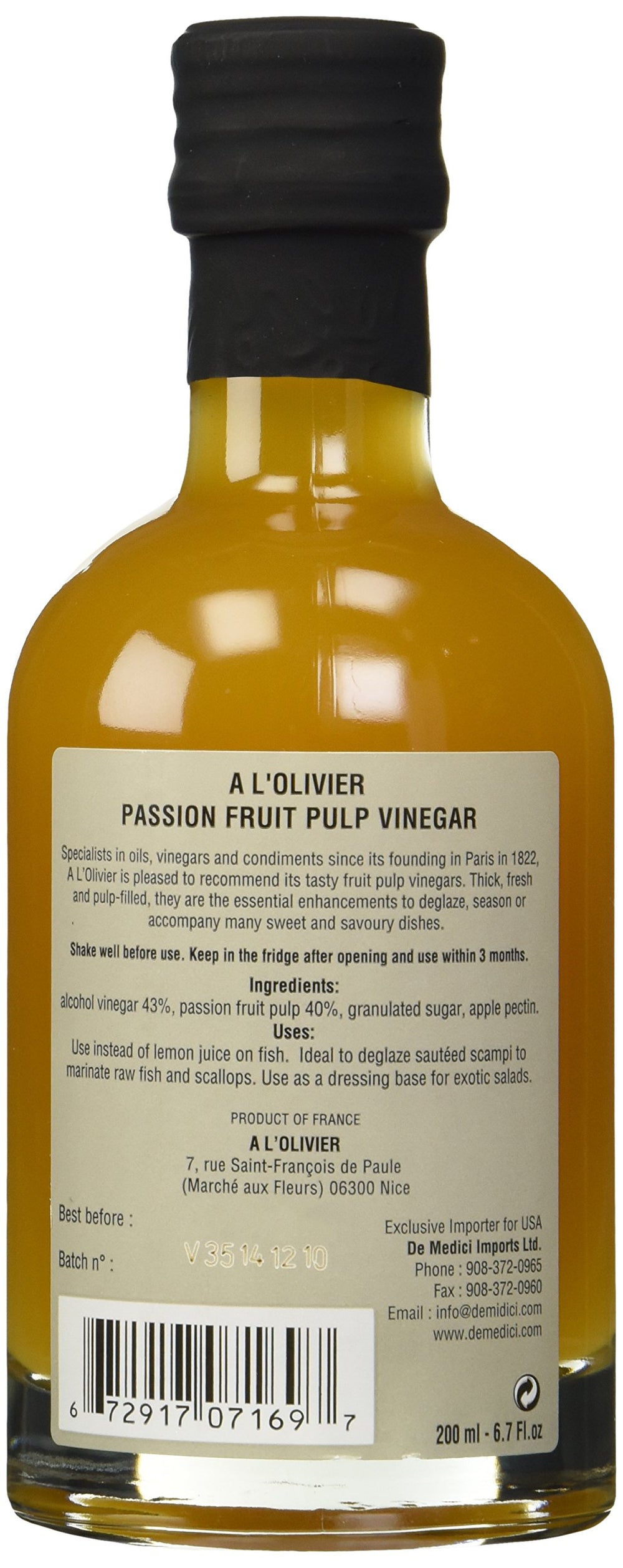 A L'Olivier close-up of passion fruit pulp texture, shows thick fruity body for dressings