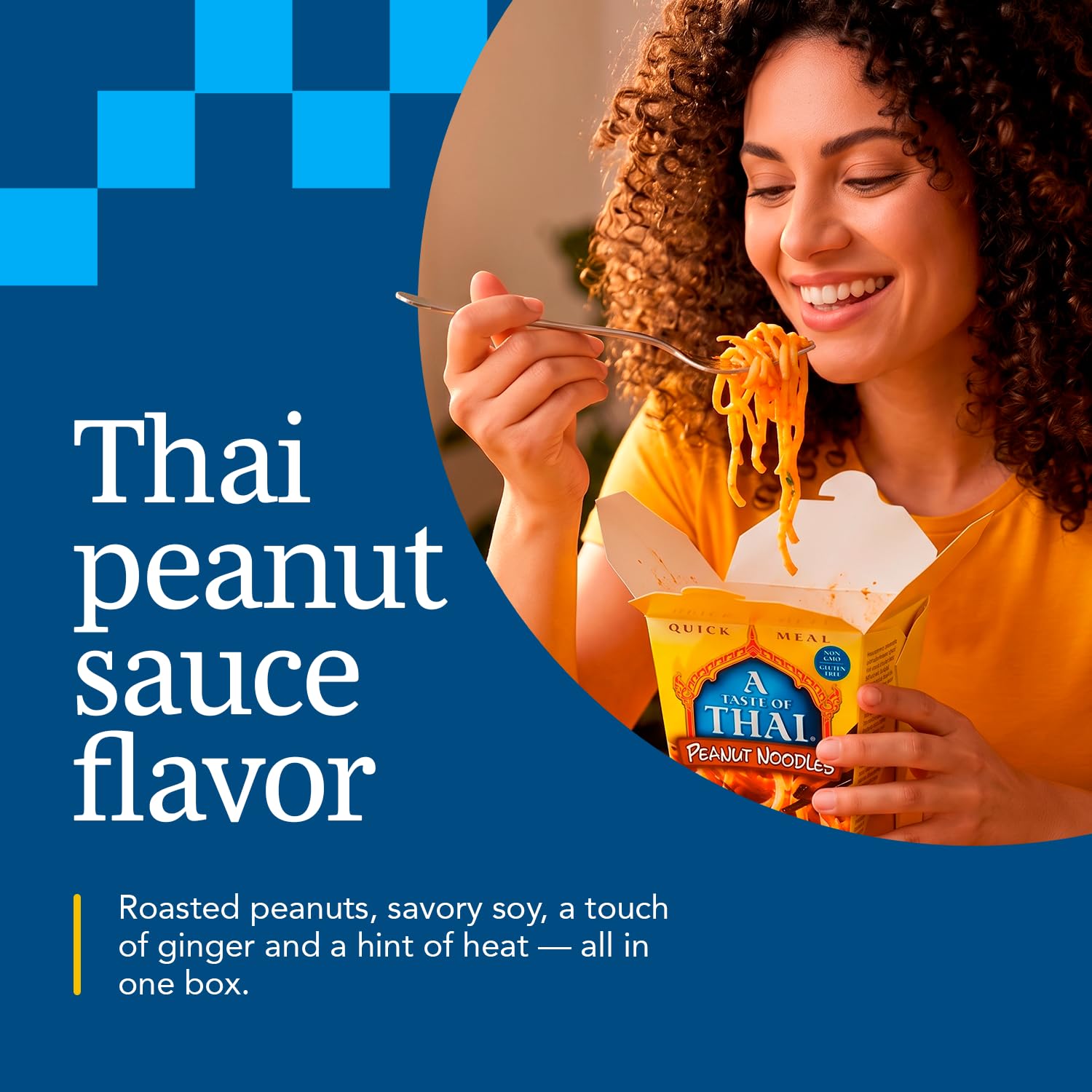 A Taste of Thai six-pack beside a ruler showing compact pantry size