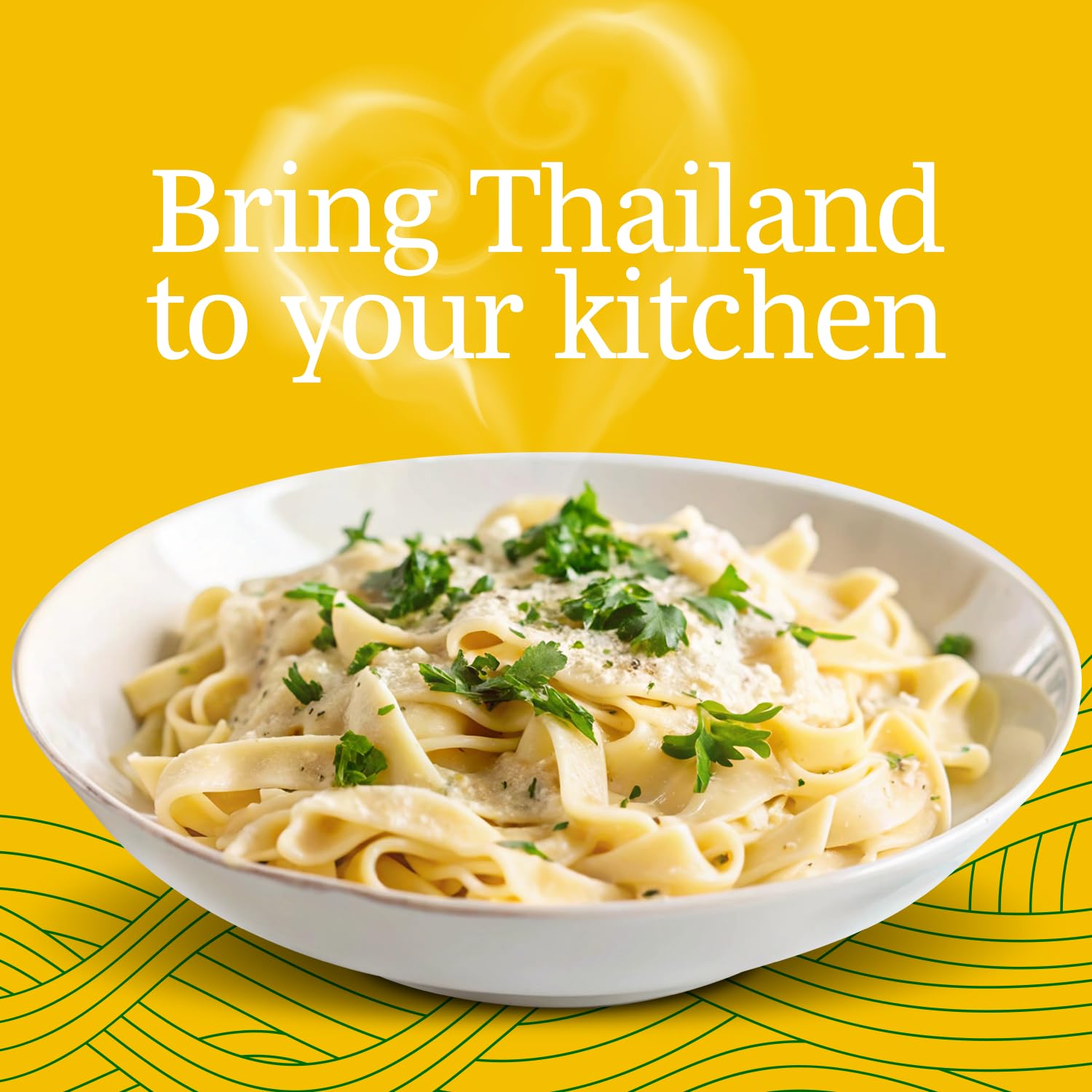 A Taste of Thai noodle size compared to hand demonstrating portion size