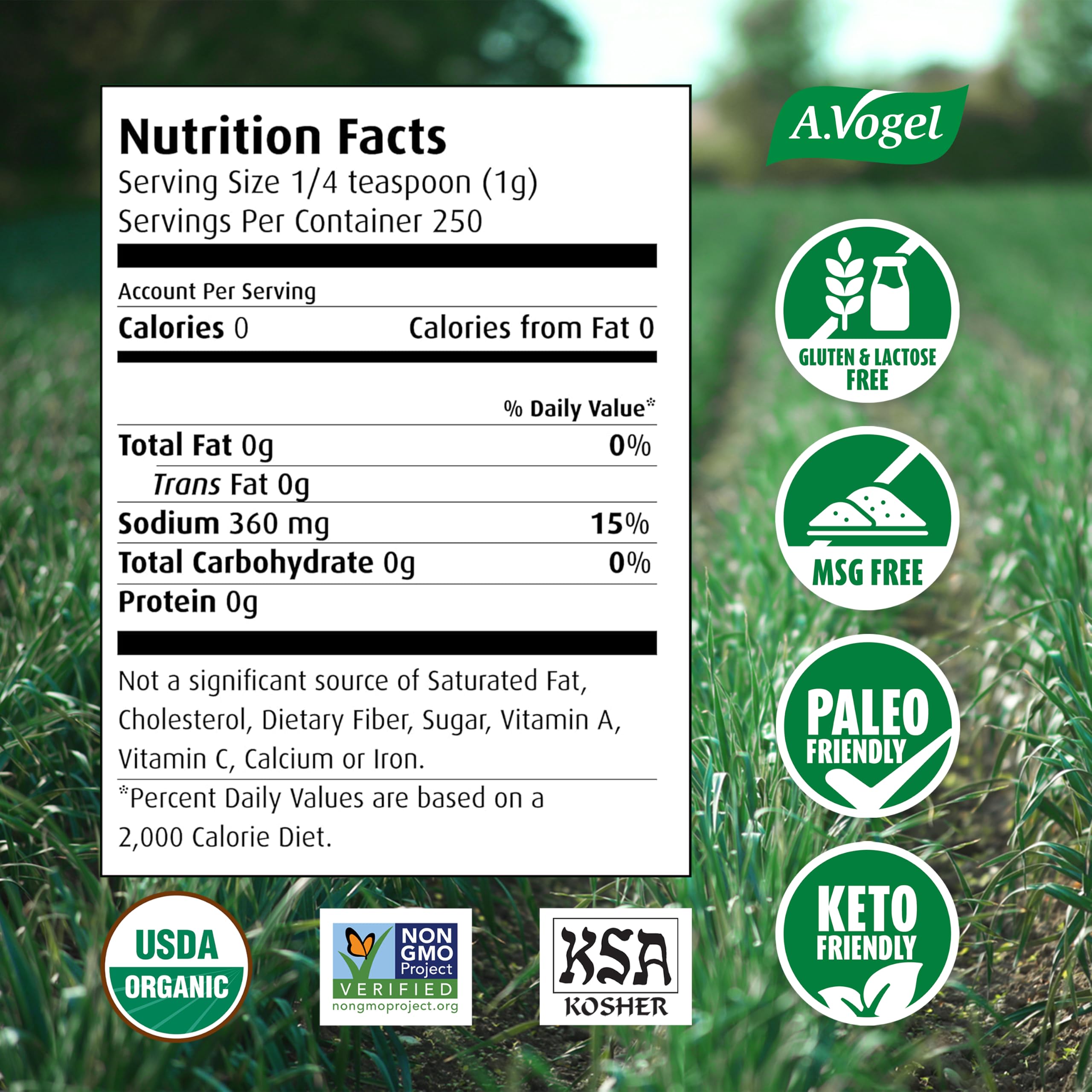 A.Vogel six-per-case Herbamare jars stacked for pantry or small business use
