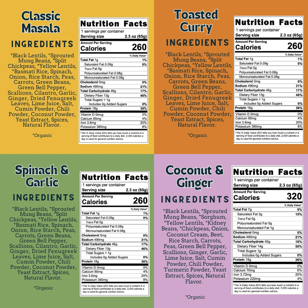 Aahana's Toasted Curry ingredients layflat showcasing whole-food, spice-forward profile