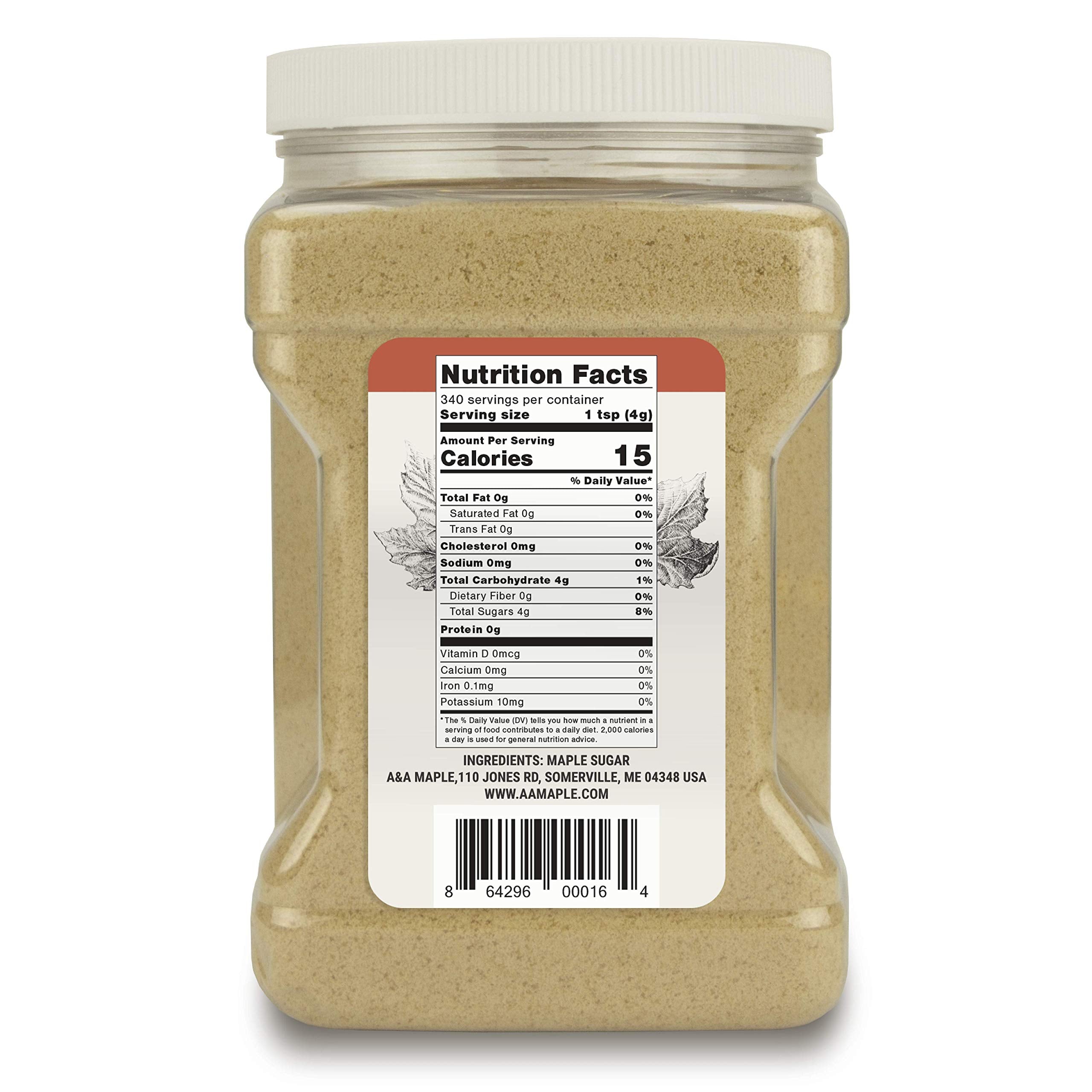 A&A Maple close-up of fine maple sugar texture, shows granulated consistency and richness