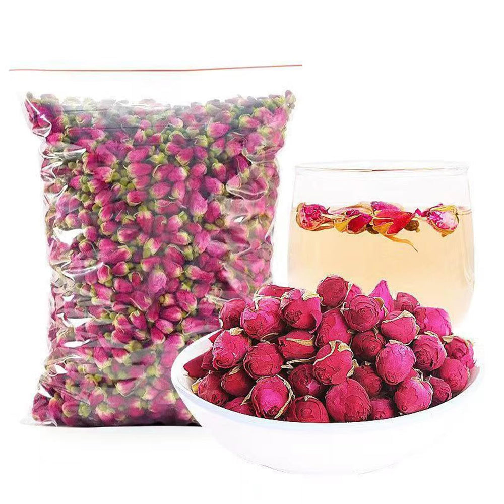 Aandiso front packaging showing bulk 5.29oz rosebuds and clear label benefits