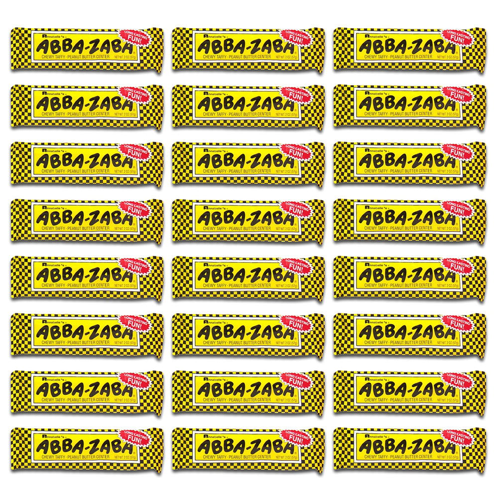 Abba Zabba front packaging showing individually wrapped bars and easy sharing