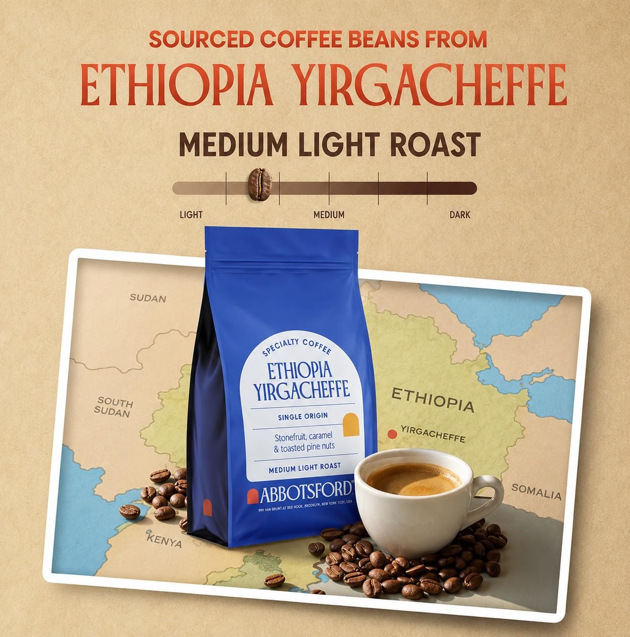 Abbotsford Road close-up whole beans showing glossy roast and aromatic benefit