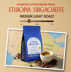 Abbotsford Road close-up whole beans showing glossy roast and aromatic benefit