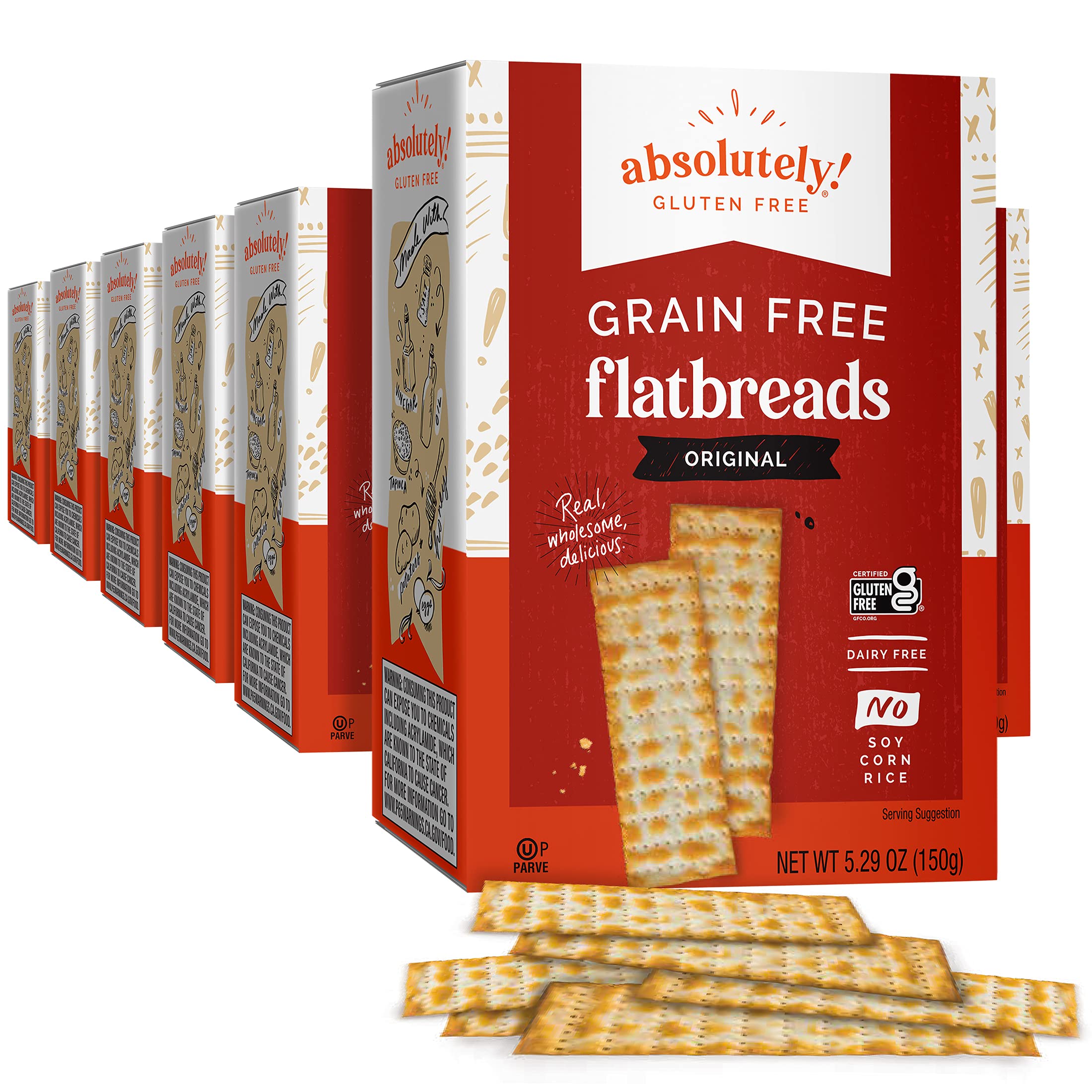 Absolutely flatbread front packaging showing product and serving suggestion benefit clarity