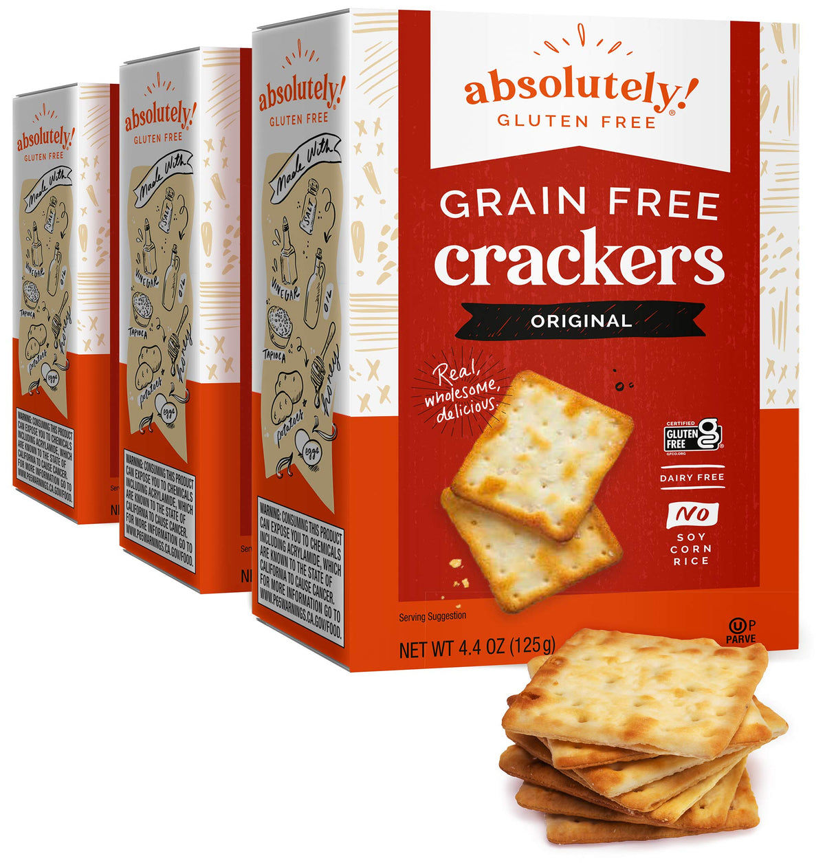 Absolutely front packaging showing 4.4 oz box and gluten-free benefit