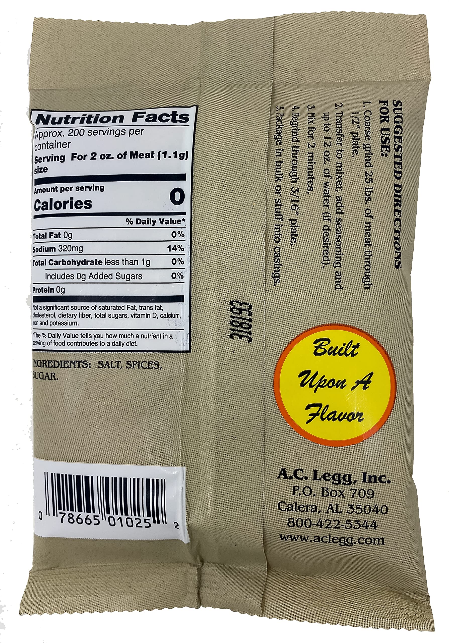A.C. Legg seasoned cooked sausage links on a scale showing portion yield