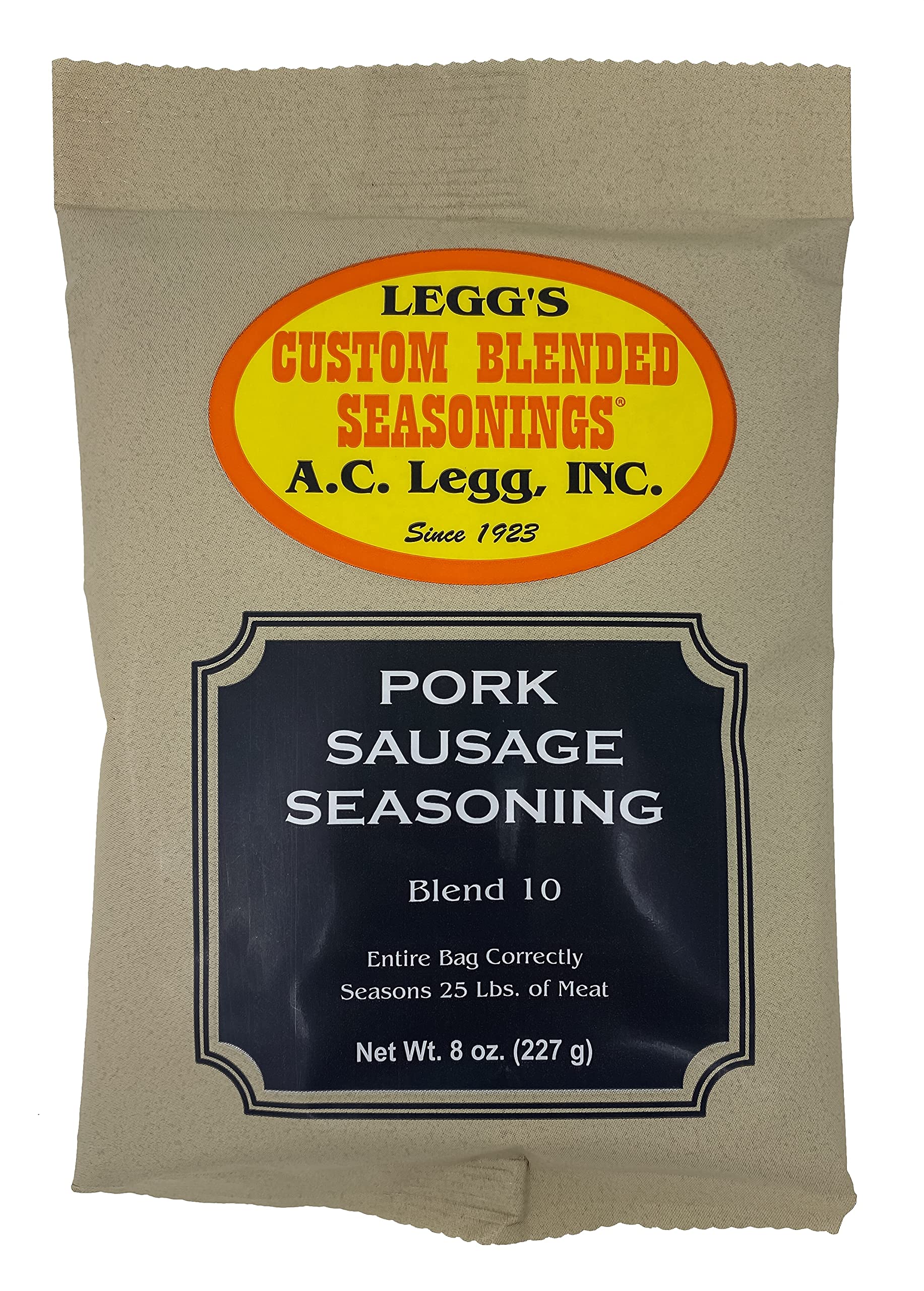 A.C. Legg seasoning being mixed into ground pork, ensuring even flavor distribution
