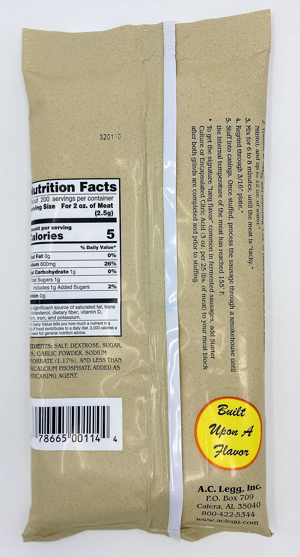 A.C. Legg opened jar and cure packet showing included preservation mix
