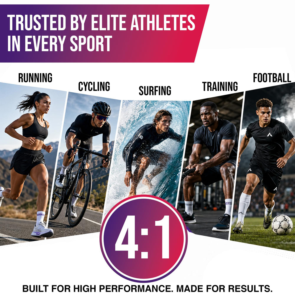 Athlete pouring Accelerade into bottle during training to boost endurance and recovery