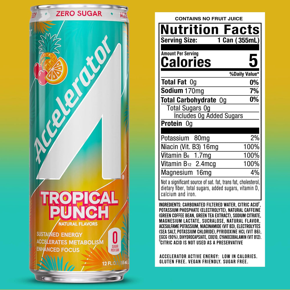 ACCELERATOR can close-up highlighting carbonation texture and fresh sip appeal