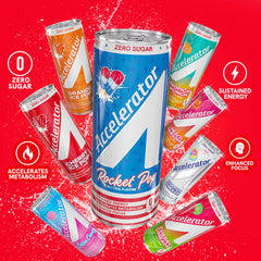 ACCELERATOR assorted flavors lined up to showcase variety and choice