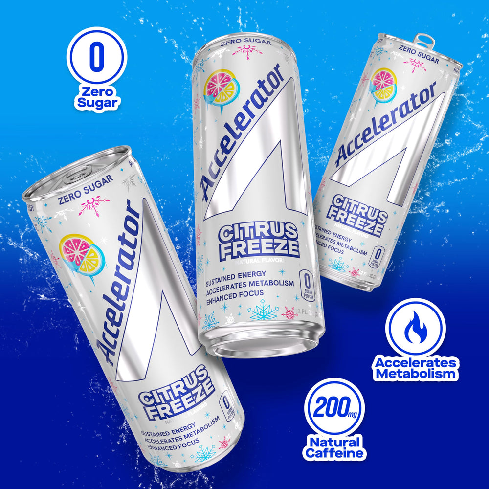 ACCELERATOR nutrition label closeup showing ingredients and zero sugar transparency