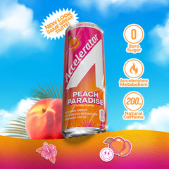 ACCELERATOR close-up label highlighting ingredients like green tea and CoQ10 benefits