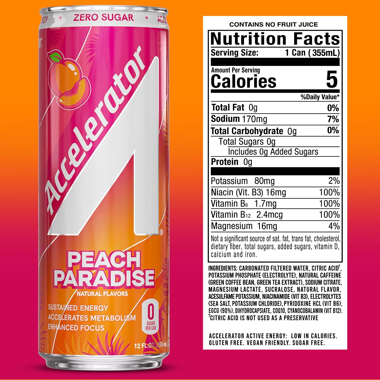ACCELERATOR top-open can displaying natural caffeine and ready-to-drink convenience