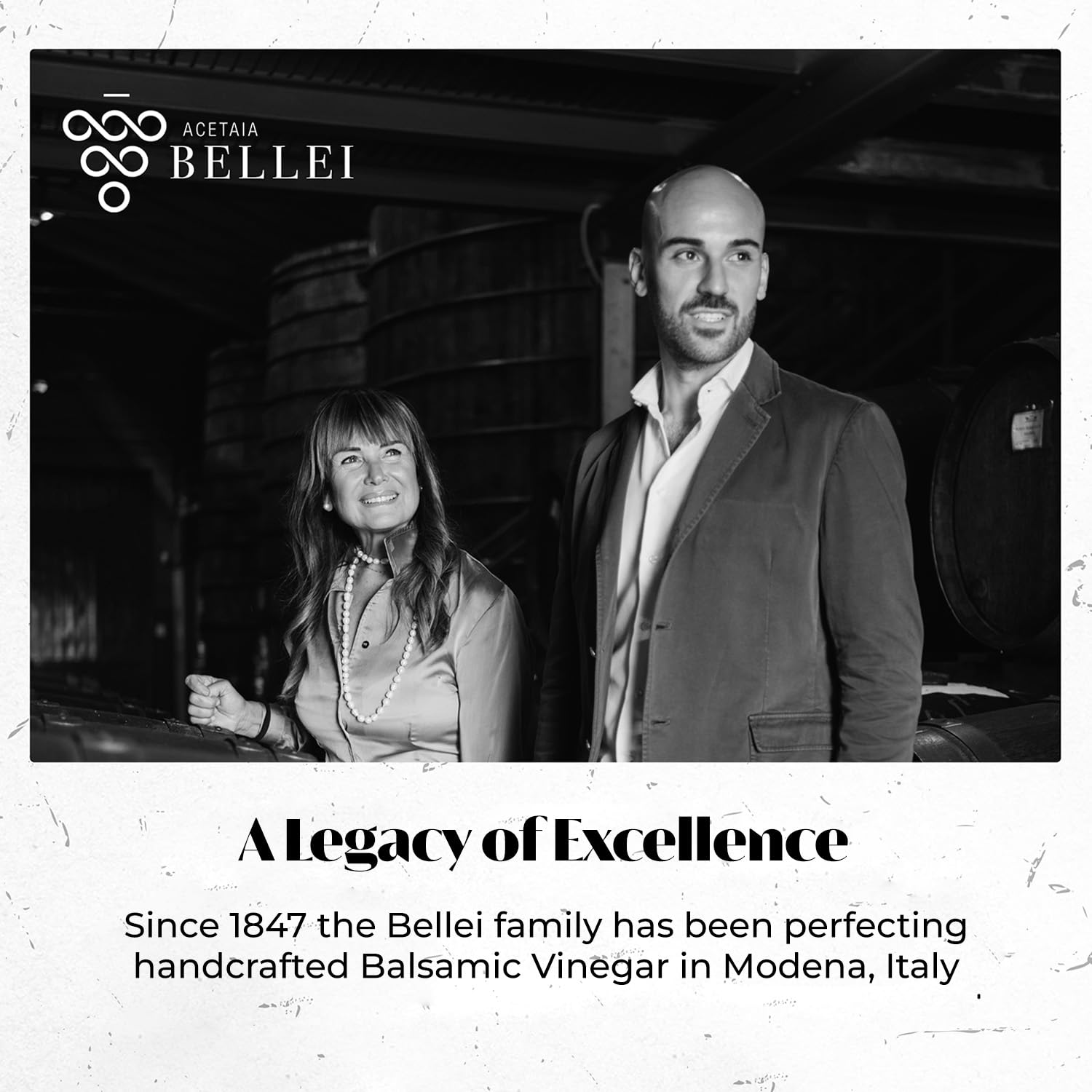 Acetaia Bellei bottle staged in a kitchen lifestyle scene suggesting gourmet serving inspiration benefit