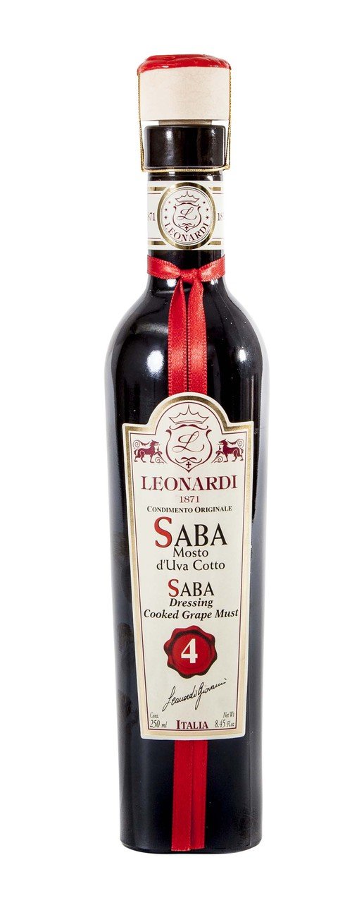 Acetaia Leonardi Saba front bottle showing label and rich syrup, enhances dishes with depth