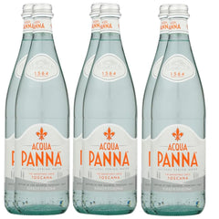 Acqua Panna front packaging showing 750 mL bottle and elegant label, enhances table presentation