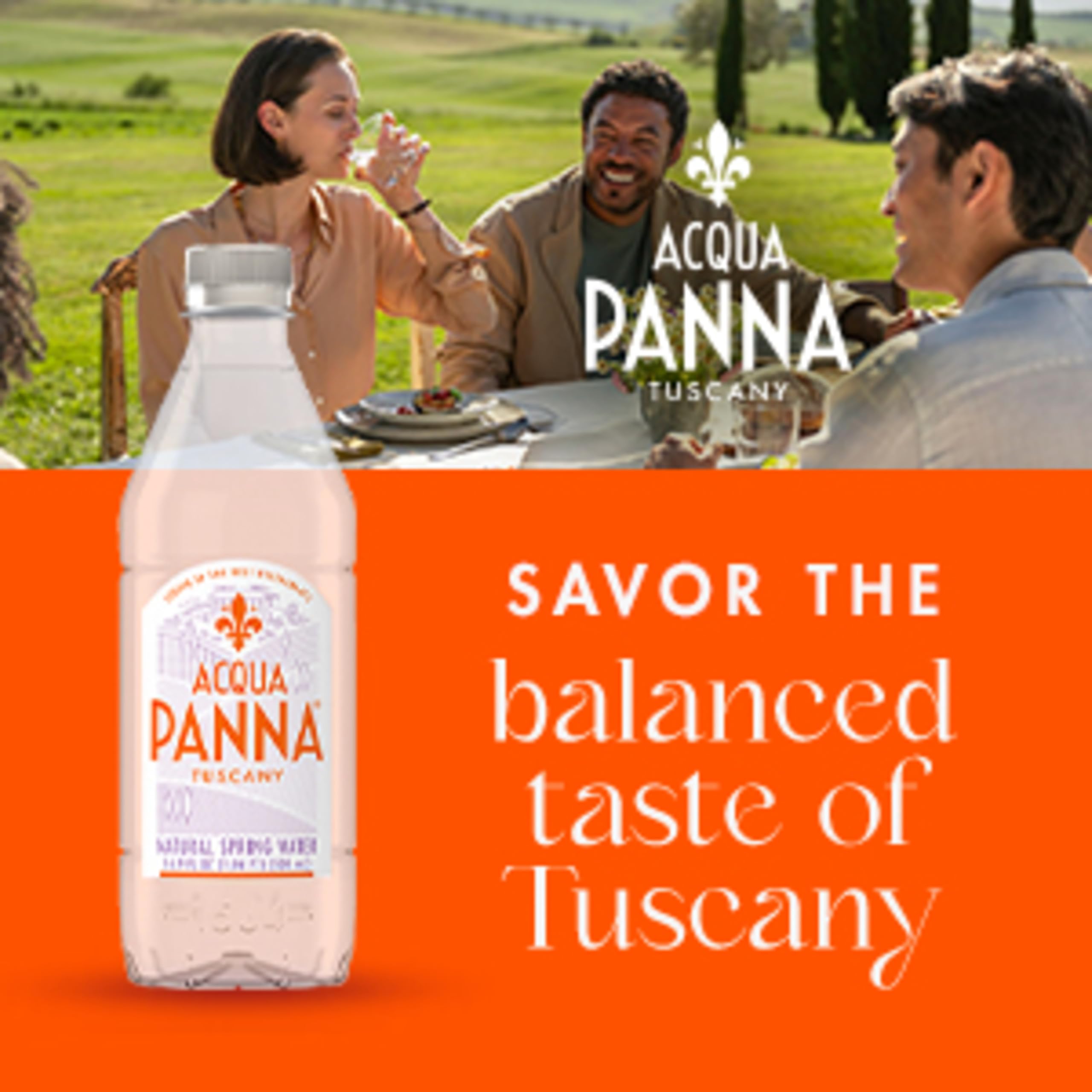 Acqua Panna cap and neck detail highlighting resealable convenience