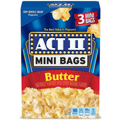 ACT II front packaging showing 12 boxes and 36 mini bags for quick serving