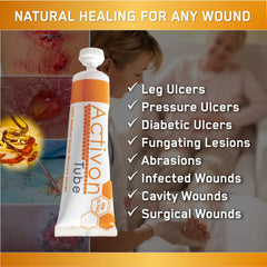 ActivOn gel applied to sterile dressing demonstrating easy application