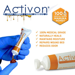 ActivOn gel texture at tube opening highlighting smooth, spreadable gel