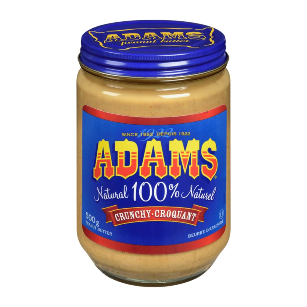 ADAMS open jar top view showing chunky texture and easy stirring benefit