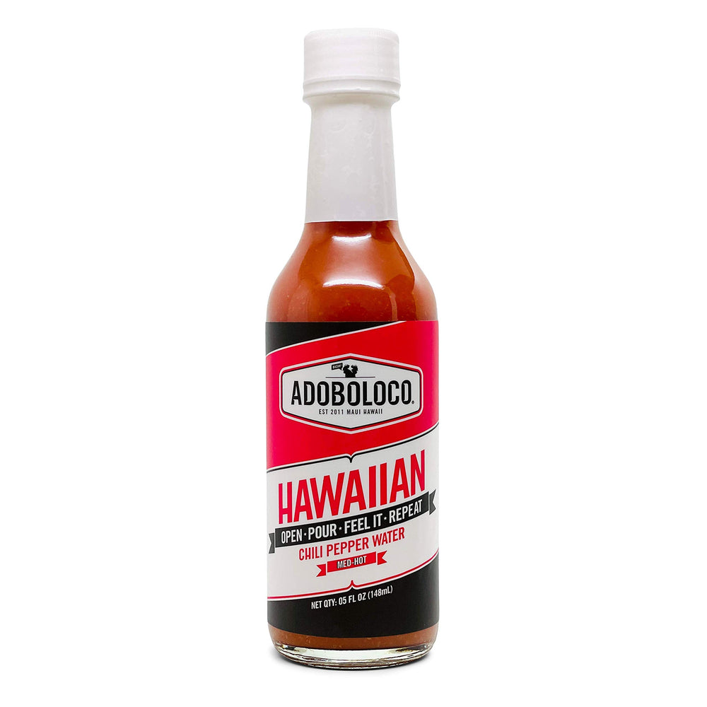 Adoboloco front label on 5oz bottle showing island design and medium heat