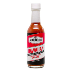 Adoboloco front label on 5oz bottle showing island design and medium heat