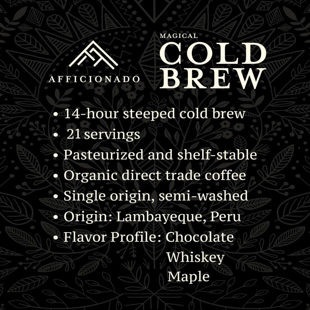 Afficionado label detail with single-origin Peruvian info and organic certification benefit