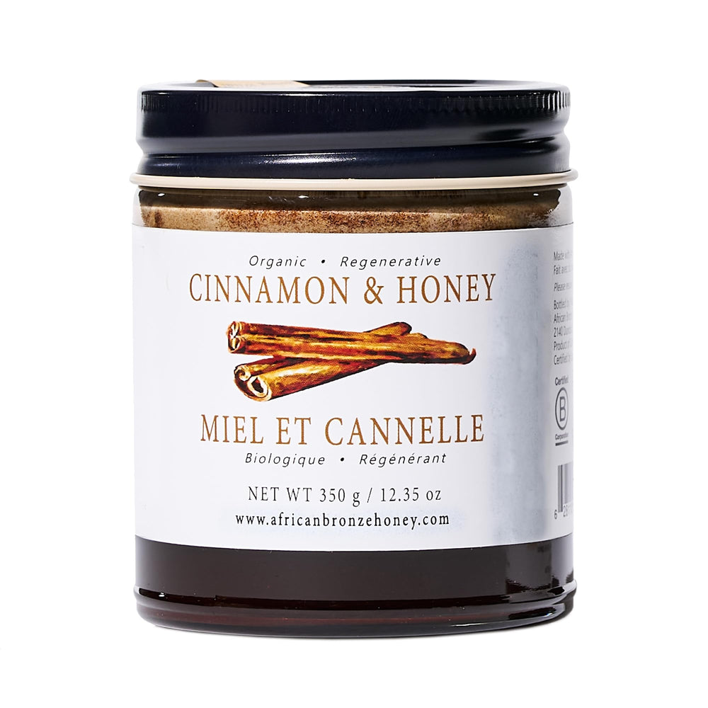 African Bronze Seal front jar view showing bold cinnamon honey benefit of rich flavour