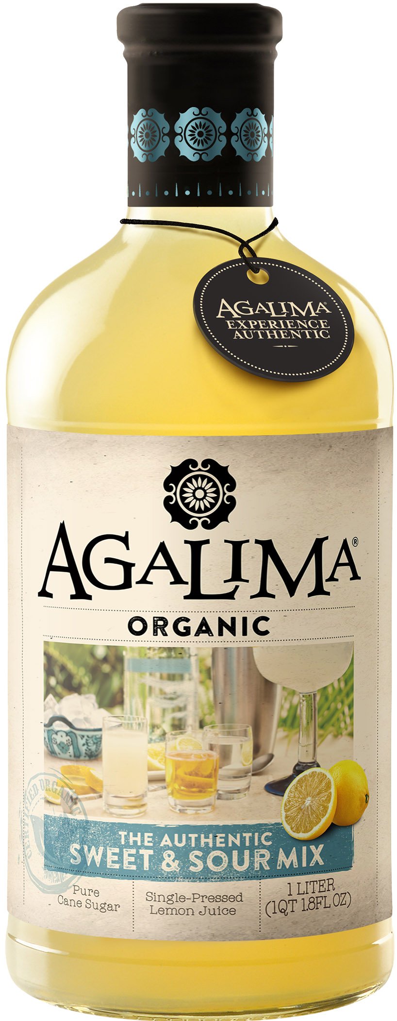 Agalima front glass bottle showing label and natural hue, ready for cocktails