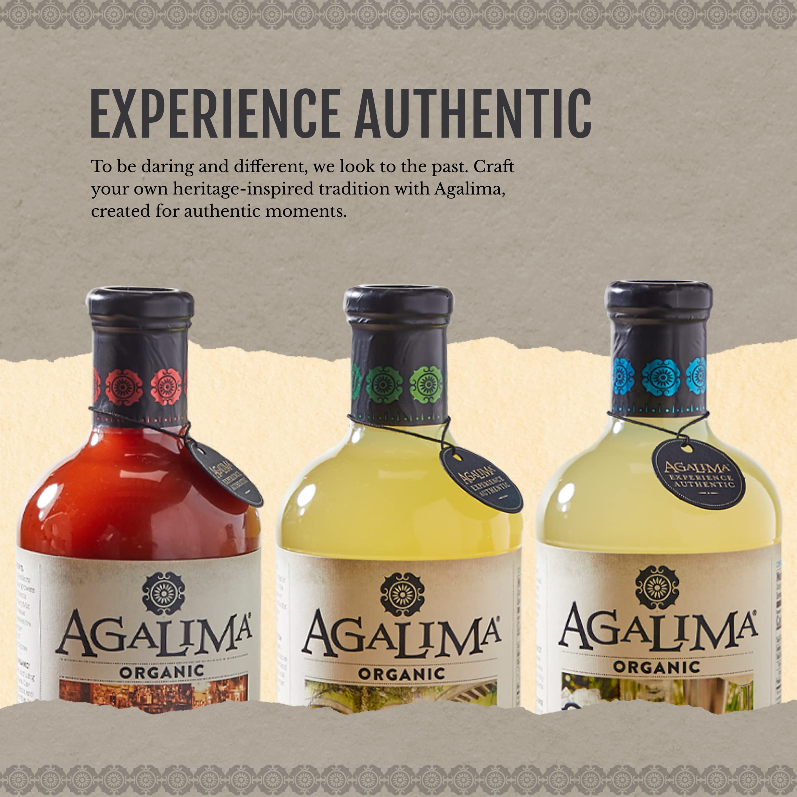 AGALIMA bottle on outdoor table with cocktails showing entertaining convenience